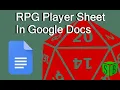 Create a RPG Player Sheet using Google Docs