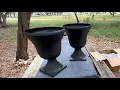 Worth Garden 2 Pack Plastic Urn Planters Black Tall Round Classic Resin Traditional Flower Pots Rev