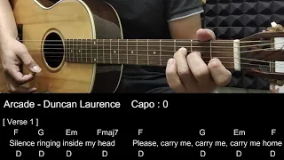 Download Arcade - Duncan Laurence - Guitar Tutorial cover with Chords / Lyrics MP3