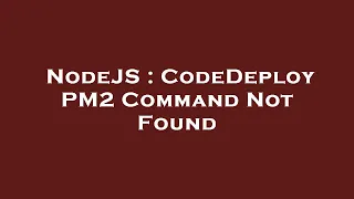 NodeJS CodeDeploy PM2 Command Not Found