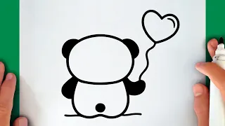Como desenhar um PANDA KAWAII com um BALÃO DE CORAÇÃO