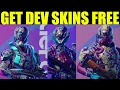 How to unlock Developer Skins in splitgate 2 Dev Bolt dev mida dev rhinok
