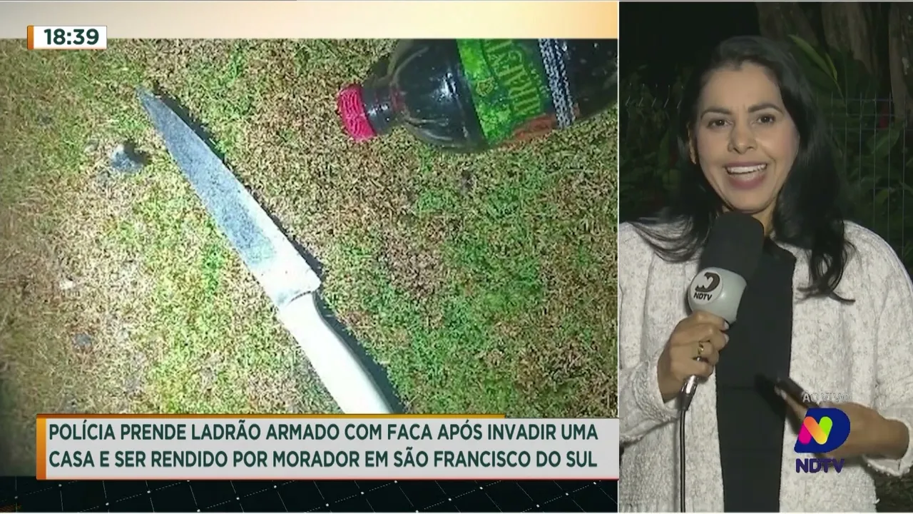Polícia prende ladrão armado após invadir uma casa e ser rendido por morador em São Francisco do Sul
