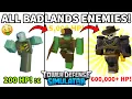 ALL Badlands Enemies in Tower Defense Simulator