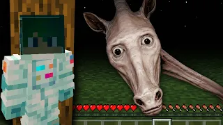 Intente Sobrevivir al CREEPY HORSE En MINECRAFT!  🐎😨