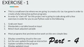 Tic Tac Toe Game using Python Exercise - 1 Part