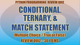 Python Conditional Ternary and Match Statement Review Quiz Python Programming Tutorial Series