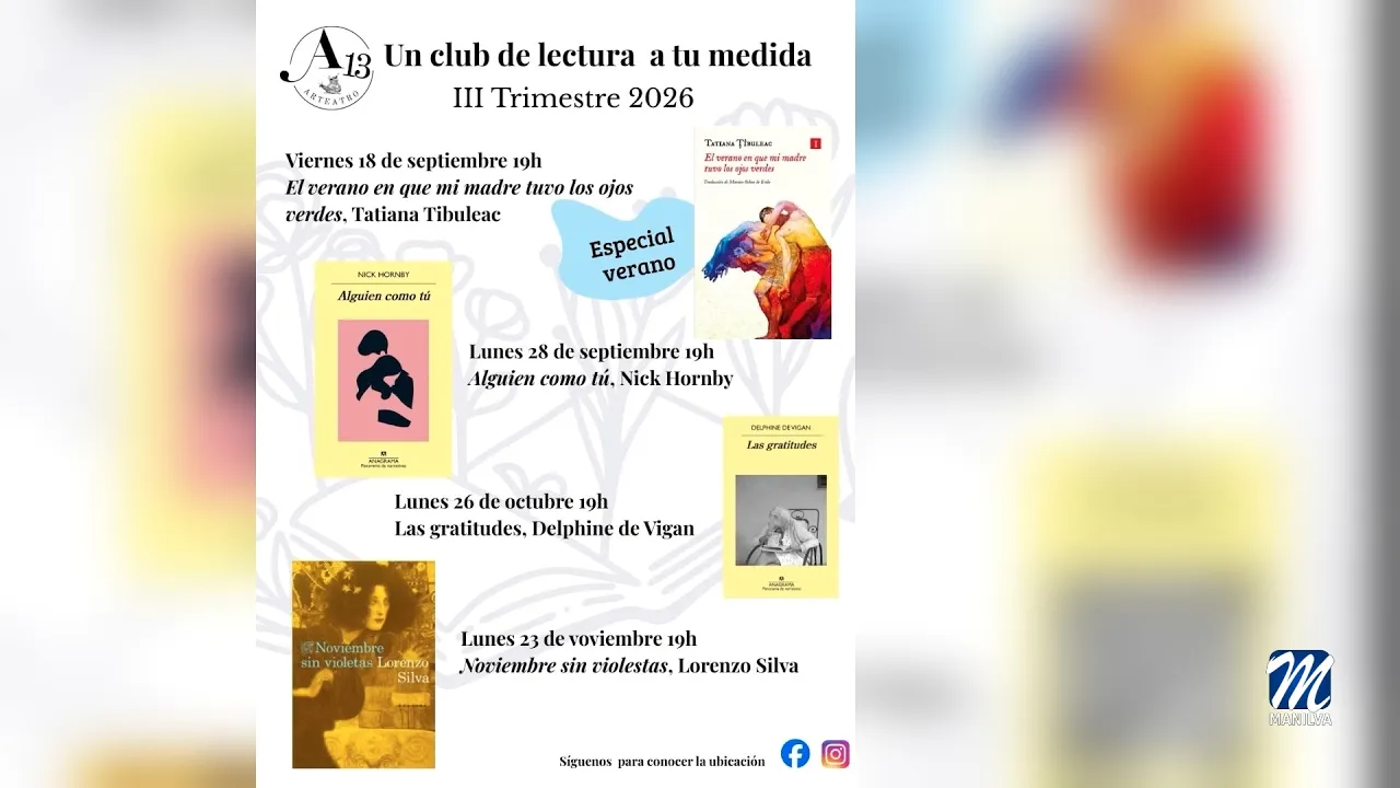 Los clubes de lectura de A13 comienzan este 18 de septiembre