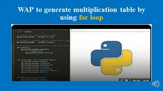 Python program to generate multiplication table by using for loop