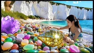 Precious ocean pearls are hidden inside large seashells.。Sea Agate and Sea Crystal