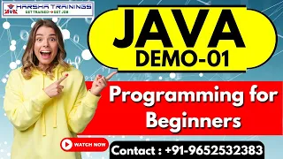 Java Demo 01 Java Programming for Beginners CORE Java Tutorial for Beginners Harsha Trainings