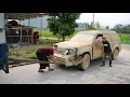 Girl rescues repairs and restores a broken scrap car
