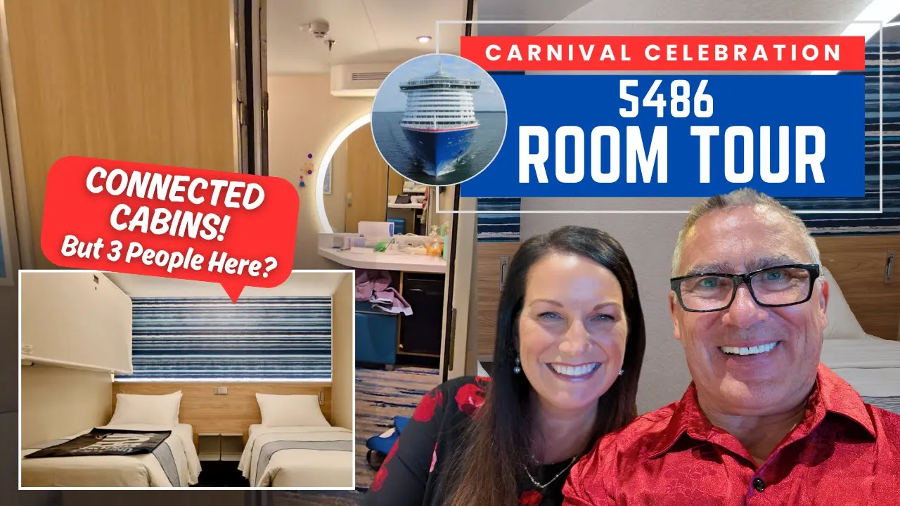 Carnival Celebration Cabin 5486 - No Window, No Balcony But Two Connecting Cabins! Tour & Review