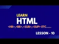 Html important tag I HR tag in html I SUB tag in html I SUP tag in html