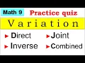 Math 9 Practice quiz about Variation