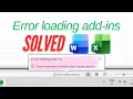 Error Loading Add-ins In Excel Word and Office Tools Fixed