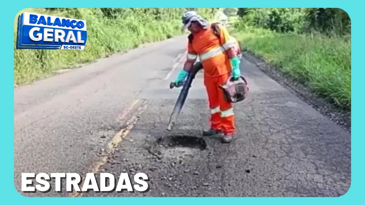 Começaram as obras de tapa-buracos na SC-283 entre Arvoredo e Seara