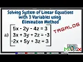 Solving Systems of Linear Equations with 3 Variables Using Elimination Method Teacher Mathrix