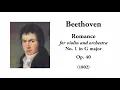 Beethoven: Romance for violin and orchestra No. 1 in G major,  Op. 40 (with Score)