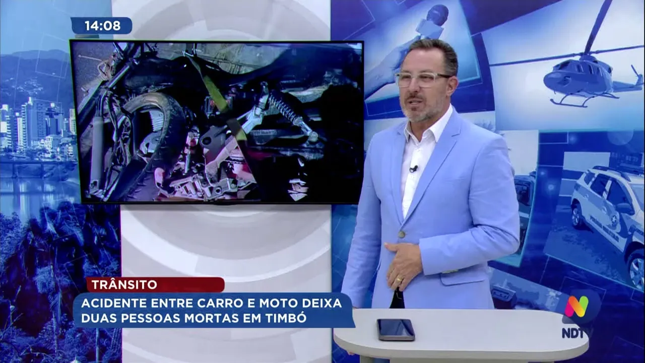 Acidente entre carro e moto deixa duas pessoas mortas em Timbó