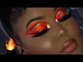 RED AND ORANGE GLITTER CUT CREASE