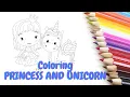 Coloring Princess and Unicorn with colored pencils Princess and unicorn Coloring Pages