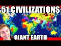 All 51 Nations Battle on a Giant Earth Map Civilization