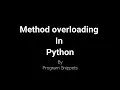 Method Overloading In Python
