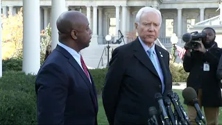 GOP senators talk to reporters after meeting with Trump want vote on tax plan