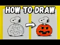 How To Draw Snoopy Inside A Halloween Pumpkin