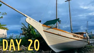 Finishing the unfinished: Day 20 of launching our wrecked sinking wooden sailboat — Sailing Yabá 188