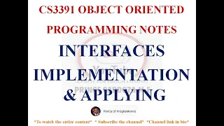 INTERFACES IN JAVA NOTES IMPLEMENTING PACKAGES IN JAVA CS3391 OBJECT ORIENTED PROGRAMMING NOTES