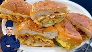 Karachi Ka Mashoor Anda Chicken Burger Recipe By Chef M Afzal |Famous Burger Recipe |
