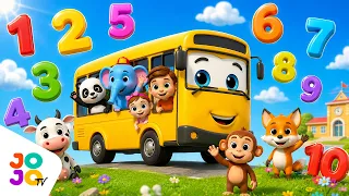 Wheels on the Bus 🚌 Learn Numbers 1-10 with Baby Animals | Back to School Learning