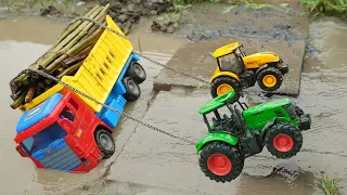 Loaded Dump Truck Falling into Water 😱 2 Tractors Big Rescue Operation