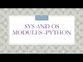 SYS AND OS MODULE PYTHON