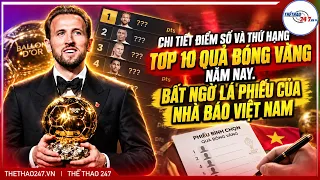 CHI TIẾT ĐIỂM SỐ VÀ THỨ HẠNG TOP 10 QUẢ BÓNG VÀNG NĂM NAY. BẤT NGỜ LÁ PHIẾU CỦA NHÀ BÁO VIỆT NAM.