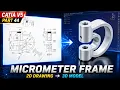 Micrometer Frame 3D Model from 2D Drawing Solid Modeling CATIA V5 Beginner Tutorial Part 44