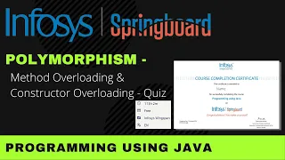 Polymorphism Method Overloading Constructor Overloading - Quiz Programming Using Java Infosys