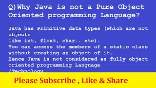 Why Java is not a Pure Object Oriented programming Language