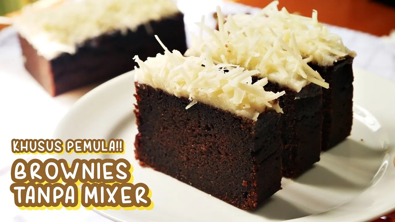 RESEP & CARA MEMBUAT FUDGY BROWNIES Tanpa Mixer || Fudgy Chewy Brownie // Brownies Panggang Oven Tan. 