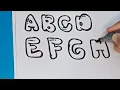 lets draw bubble letters EFGH bubble letters alphabet tutorial how draw graffiti bubbles letters