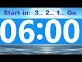 6 Minute Countdown Timer - Beep Time Remaining at Each Minute NO ADS DURING TIMER