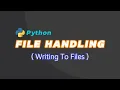 Python File Handling How To Write To TXT File