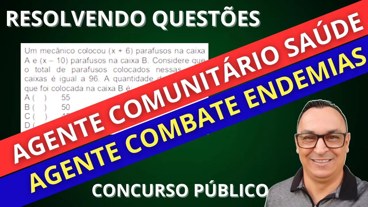 QUESTÕES QUE COSTUMAM CAIR NA PROVA. PASSO A PASSO. MATEMÁTICA. ACE e ACS. Prof. Dê Ribeiro.