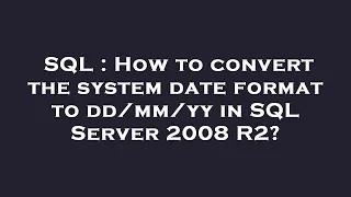 SQL How to convert the system date format to yy in SQL Server 2008 R2