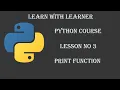 Print Function - Data types Tutorial Learn Python