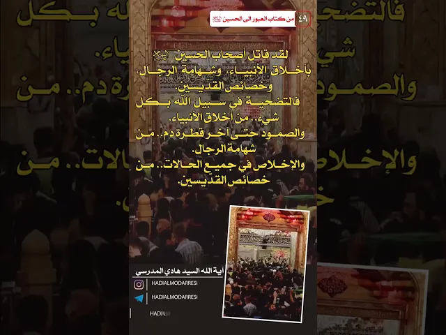 ⁣العبور الى الحسين عليه السلام (48) قاتل اصحاب الحسين.  #السيد_هادي_المدرسي #كربلاء_المقدسة #العراق
