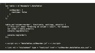 jQuery Datatable column reordering in 4 min