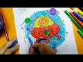 Space coloring pages for kids Alien Cat in Spaceship coloring pages for kids Rocket learn colors